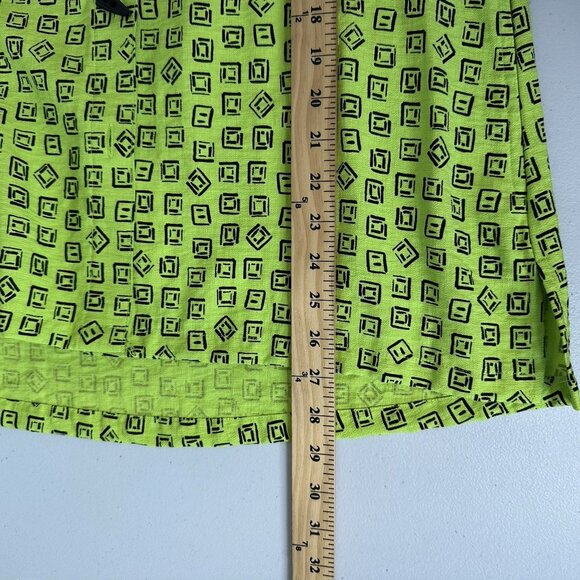 Ali Miles Tunic Top Size S Green Black Geometric Button Front Art to wear - Picture 11 of 12